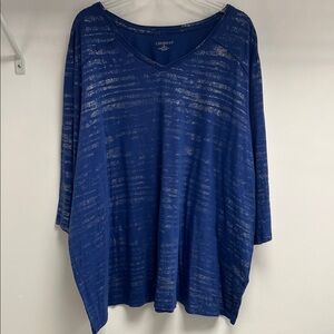 Catherines Royal Blue Textured Long Sleeve Top
